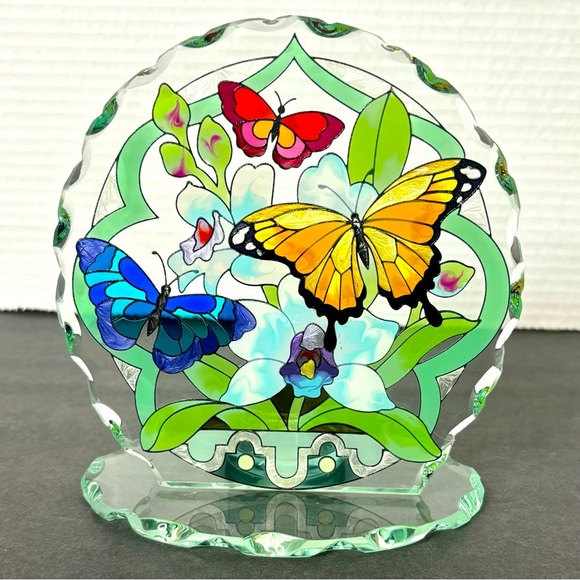 Joan Baker Other - Butterflies - hand painted art glass -  tea light holder-Joan Baker